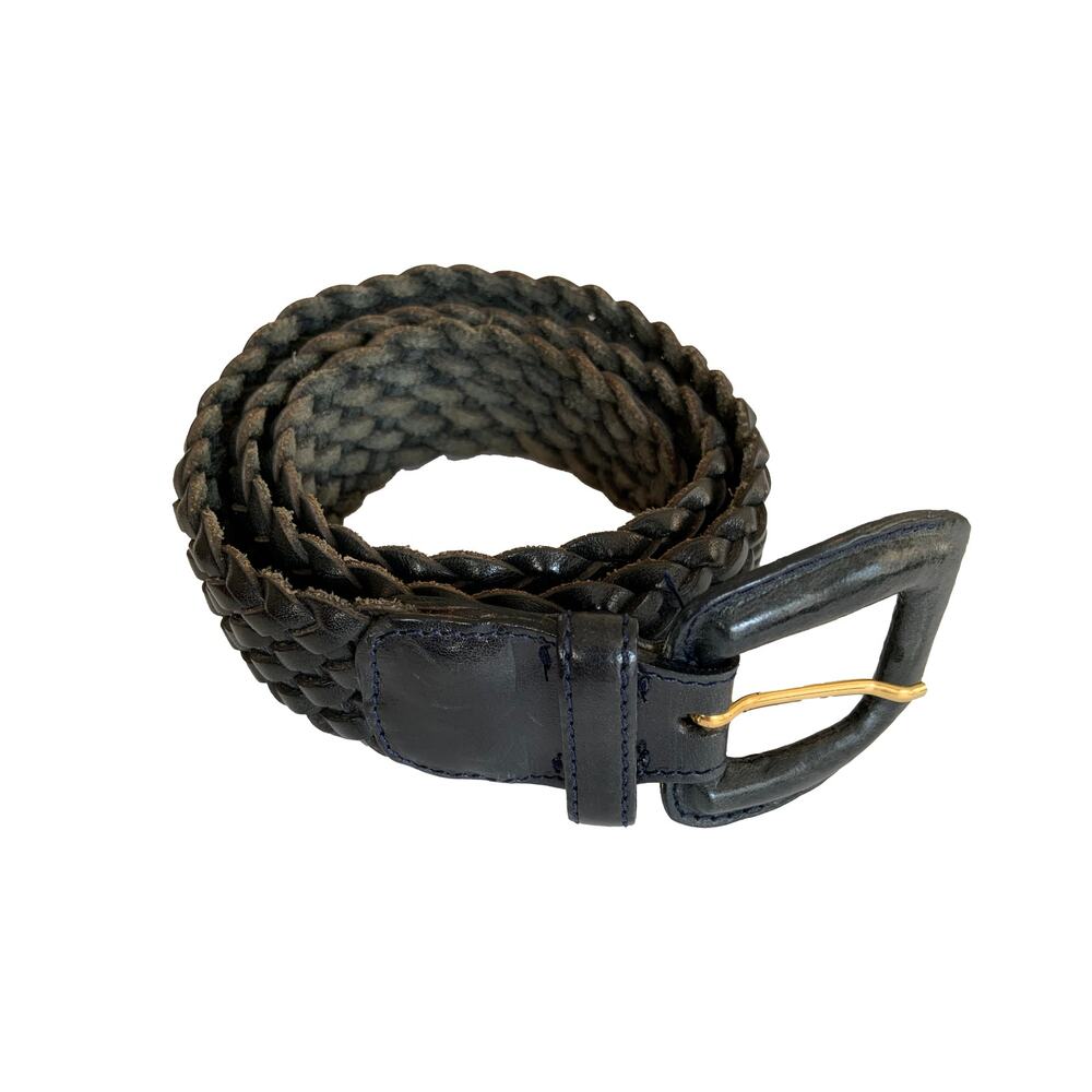 De Vecchi By Hamilton Hodge Woven Belt Black Leather Frame Style Buckle Large